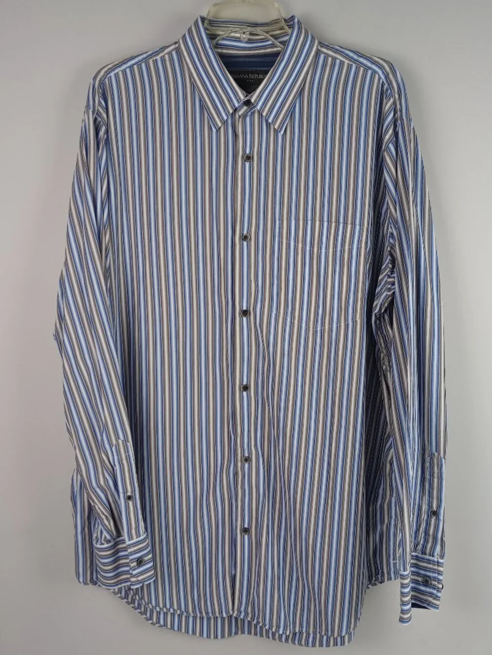 Banana Republic Mens‎ XL Classic Fit Blue Striped Long Sleeve Button Down Shirt